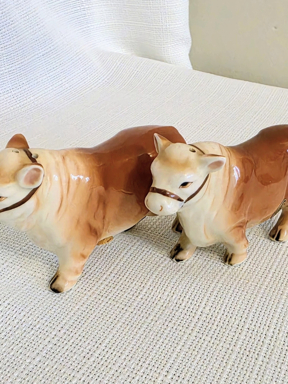 Vtg Hereford Bull Salt N Pepper Shakers 2.5 In Cows Steer 50s Farm Ranch Country